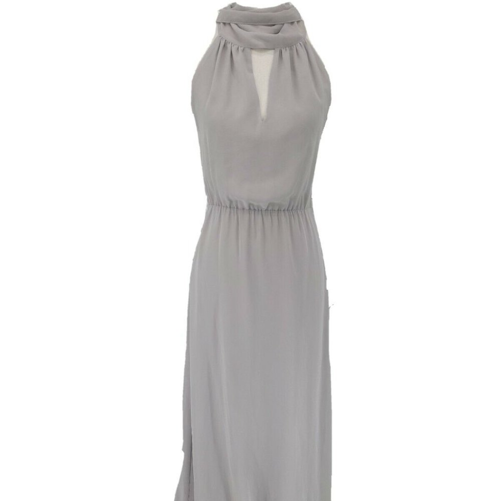 CEREMONY BY JOANNA AUGUST 'Riggs' Halter V-Neck Chiffon Gown Going to Chapel Sm